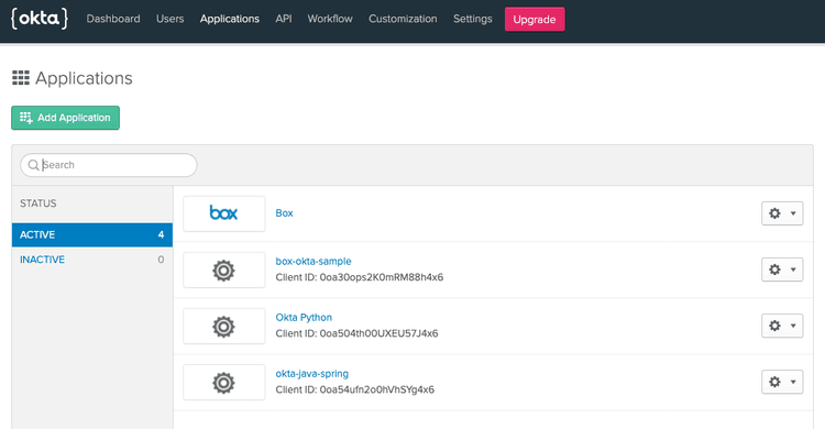 Okta Application Dashboard