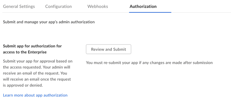 Authorization tab